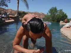 She Just Won't Stop - wet Latina pussy Luna Star drilled in swimming pool by Scott Nails