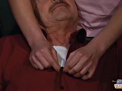 Grandpa Cheats at Strip Poker: Blowjob, Missonary  Licking Porn