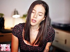 Sexy Internet Goddess Effy seduces you with her great body in a black floral dress