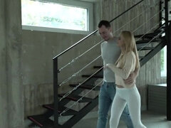 Tussi, Blondine, Nahaufnahme, Spermaladung, Schwanz, Erotisch, Handjob, Schlucken