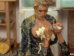 Laarzen, Vrouwen gevecht, Aangekleed, Handschoenen, Leer, Masker, Vastgebonden, Nat