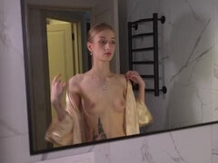 Skinny Mistress Fucks in Bathroom - Sasha Paige Takes Apollon's Cum in Mouth