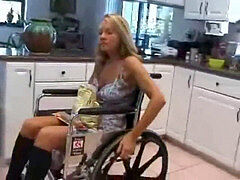 Paraplegic wheelchair pretender Renee in lezzy fuckfest