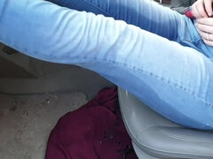 Amateur, Blonde, Britannique, Voiture, Hd, Jeans, Public, Mouillée