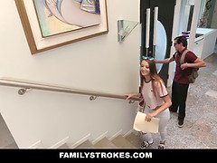 Naughty Step-sis & I seduce our step-bro with familystrokes and hardcore doggy-style action