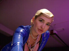 Amerikaans, Lieveling, Blond, Jurk, Latex, Doordringend, Tatoeage, String