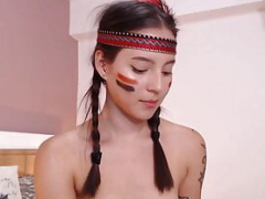 Effy dressed as an Usa Indian tempts you with her beauty