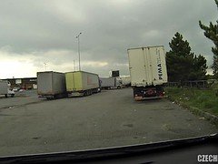 Blondine, Auto, Europäisch, Im freien, Öffentlich, Hure