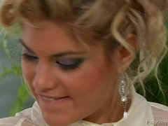 Slaapkamer, Blond, Pijpbeurt, Hondjeshouding, Likken, Natuurlijk, Naakt, Kousen