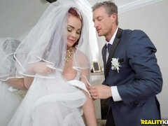 Cul, Mariée, Faciale, Bâillonner, Lingerie, Chatte, Rousse roux, Mariage