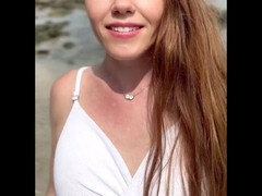 Amateur, Plage, Bikini, Robe, Fait maison, Petite femme, Rousse roux, Solo