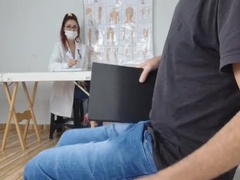 Nurse Watches Patient's Hard Cock at Hospital Desk