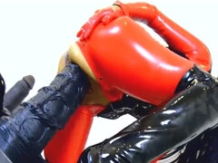 Bizar, Extreem, Vrouw, Gapende, Latex, Alleen, Spuiten, Vrouw