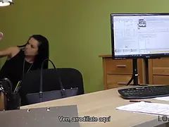 Sucer une bite, Brunette brune, Tchèque, En levrette, Hd, Argent, Bureau, Adolescente