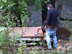Voyeur films how a guy fucks a hot whore in the park