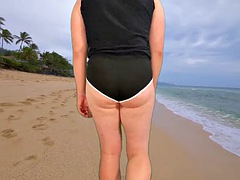 Bubble butt crossdresser walk in tight hot pants