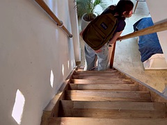 I discover my stepdaughter and her friend fucking on the stairs