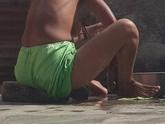 叔母, 浴室, 指いじり, インド人, 乳首, オマンコ, スカート, ウェブカメラ