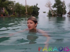 Plage, Blonde, Sucer une bite, Éjaculation interne, Hard, Petite femme, Réalité, Nénés