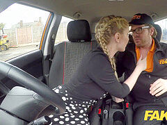 faux Driving college Busty Blonde Georgie Lyall car bang-out