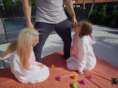 素人, 茶髪の, アウトドア, 小柄, 剃毛, スパンキング, 三人, オッパイの