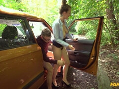 Kont, Grote mammen, Auto, Tsjechisch, Europees, Likken, Buiten, Kut duiken