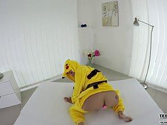 VR pokemon babe Nicole Love plays her tight pussy