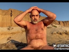 Horny dad strokes his cock to climax, featuring daddy hunk Tantric Fitness