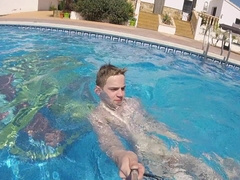 Super Hot Taylor Blaze Films Himself Tugging Off By The Pool