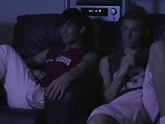Young lovers sucking dick after exciting movie night
