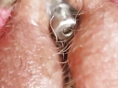 Rubbing my chastity clit with a sounding rod and cumming