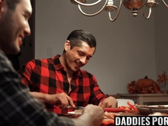 DaddiesPorno.com - Young stepson submits to his stepdaddy after a fine dinner