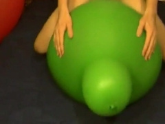 Good-Sized green balloon railing pummeling jism