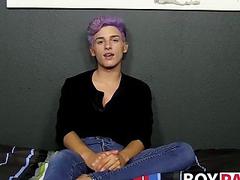 Sexy teen makes a mess of his chest