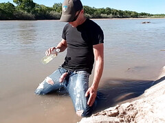 Pissing my jeans and jerking off in the Rio Grande