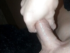 Slowly massaging my cock after edging for 2 hours. Cum almost hits the camera