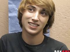 Adorable twink wanking his big cock solo