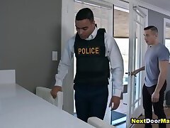 Latino cop makes his snitch blow & fuck him