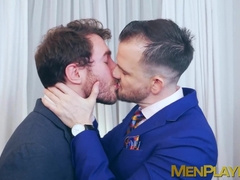 Fingering and ass pumping by suited guys Franky Fox and Charlie Cherry