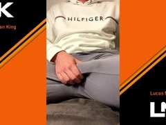 Utterly ginormous money-shot in trousers, noisy groaning