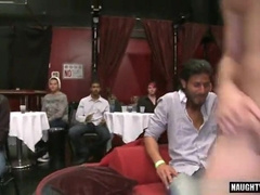 Watch this hot muscle babe deepthroat and take a facial in this wild cum-filled thong