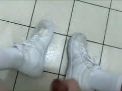 white sneakers and cum