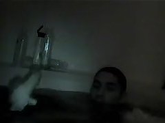 Night vision captures huge cock getting jacked in tub