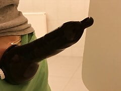 Jerking in LATEX at the public toilet