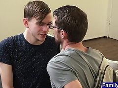 Cute twink gets homesick and gets anal fucked by old stepuncle