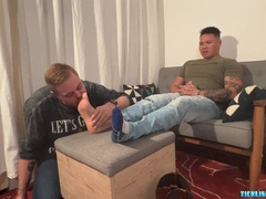 Cub Likes Lips Around His Toes