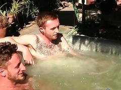 Tattooed redhead twink and his jock boyfriend jerk off together