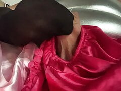 Foreskin play with satin blouse