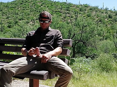 Taking an outdoor jerk-off break at work