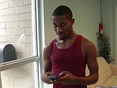 A sexy black boy loves riding this white pecker